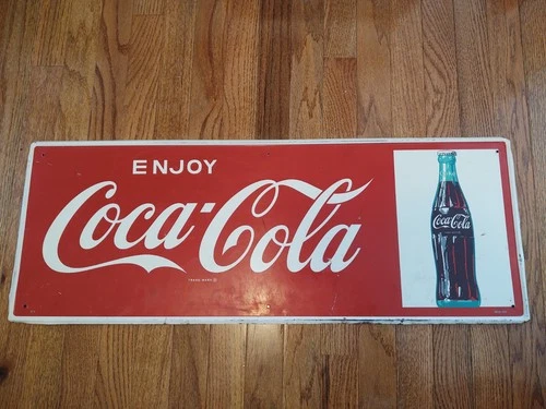 Vintage Coca Cola Metal Sign, 31.5" x  11.75"