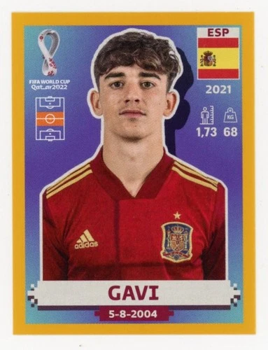 GAVI 2022 PANINI ROAD TO WORLD CUP QATAR GOLD STICKER ONLINE EXCLUSIVE