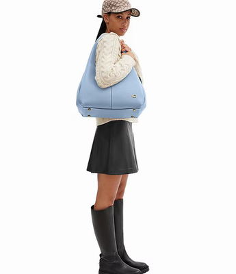 COACH Lana blue Soft Pebble Leather Large Shoulder Bag CM544 | eBay