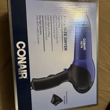 Conair Full Size Hair Dryer Ionic Technology 1875W Cool Shot Button Blue NIB