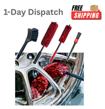 .oesee 4 Pack Long Handle Wheel Brush Kit for Cleaning Wheel and Tire Set