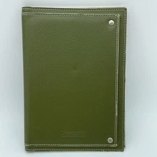 AT-A-GLANCE Green Faux Leather Planner Cover Organizer Padfolio Stitch 8.25"