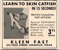 Kleen Fast Learn to Skin Catfish Amarillo TX 1955 Ad TAJ5-M8