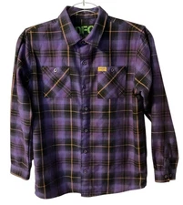 DIXXON DFC YOUTH DIVISION XL Speedway Motors Purple Plaid Button Shirt *Mint*