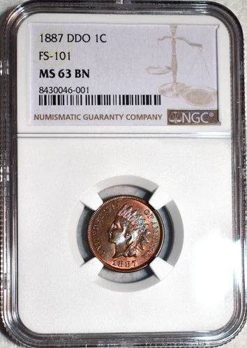 NGC MS-63 BN 1887 Snow-1 Double-Die Obverse Indian Head Cent, Very Rare DDO!