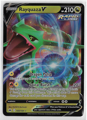 POKEMON TCG SWSH - Crown Zenith NM Rare HOLO #100/159 [Rapid Strike] RAYQUAZA V