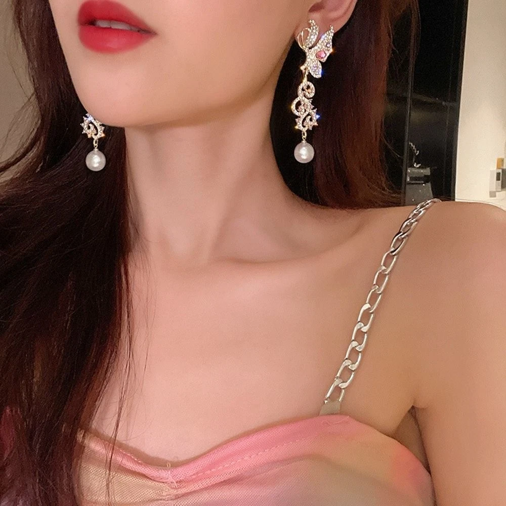 Butterfly Earrings Korean Earrings Female Dangle Earrings Long