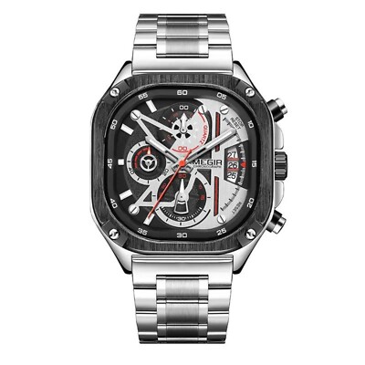 Herren Armbanduhr Luxus Quarz Wasserdicht Leucht Datum Woche Edelstahl Uhr