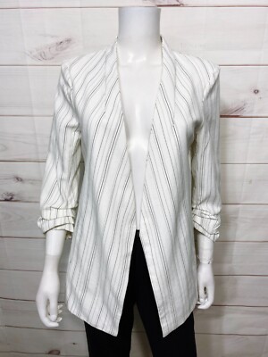 Rachel Zoe Womens Open Front Jacket Size M White Black