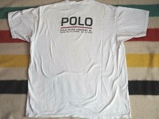 VTG 90s Polo Jeans RL Team Ralph White Patch USA Made White Logo T-Shirt 2XL