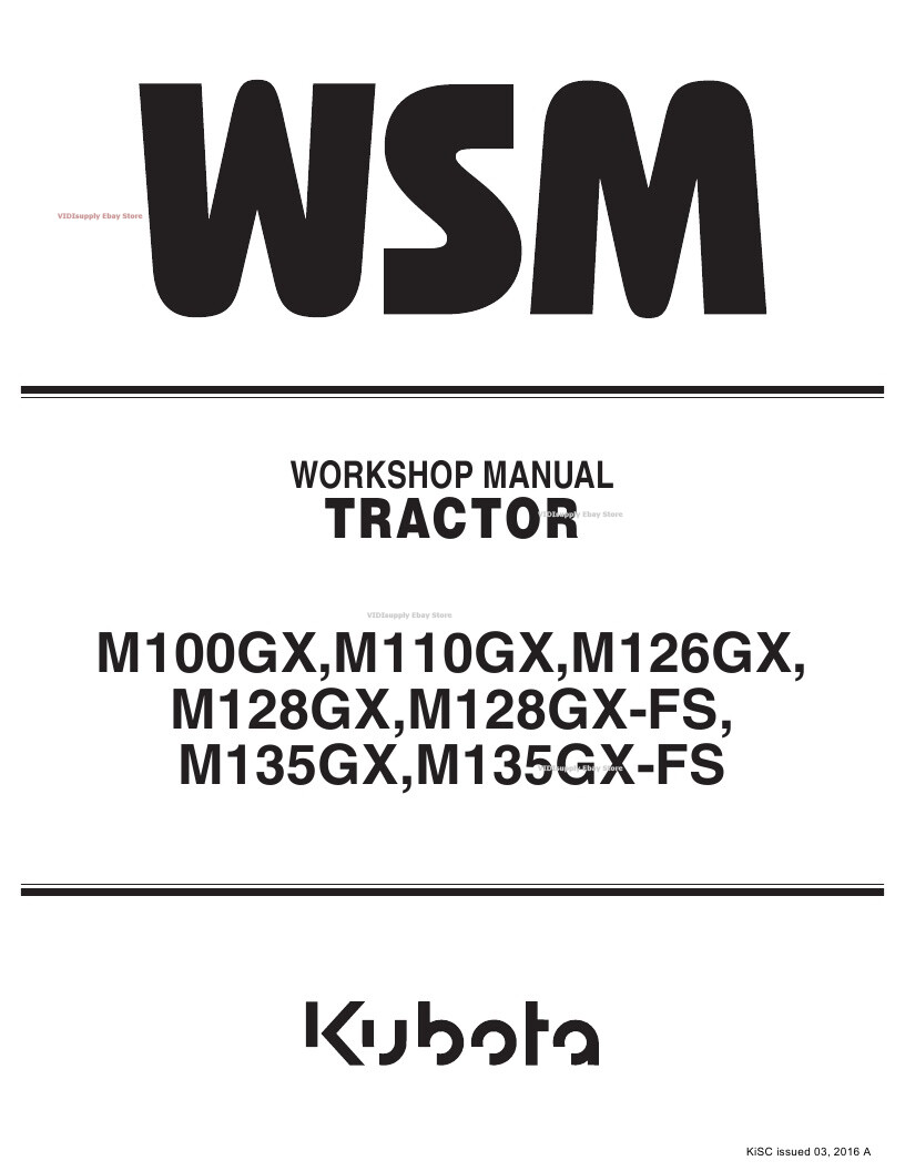 Kubota WSM ワークショップマニュアル WSM Kubota Workshop Manual | eBay