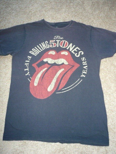 ROLLING STONES 50 YEARS T-SHIRT--SZ MED--COTTON-GRAY--SHORT SLEEVE