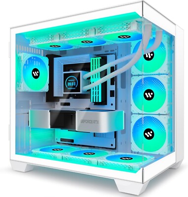 KEDIERS PC Gehäuse- vorinstalliert 9 ARGB-Lüfter, ATX Mid Tower Gaming Gehäuse