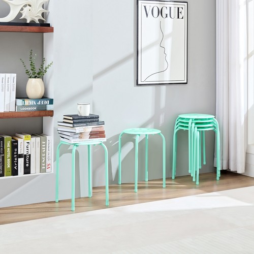 Stackable Metal Stools Set of 6 Counter Height Barstools Patio Backless Chair - Picture 43 of 48