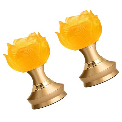  2 Pcs Angoily Buddha Lamp Lotus Light Shape Design Home Decoration