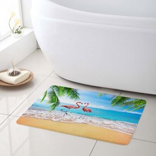 Tropical Pink Flamingo Blue Beach Bath Mat for Bathroom Mat Bath Rug Doormat