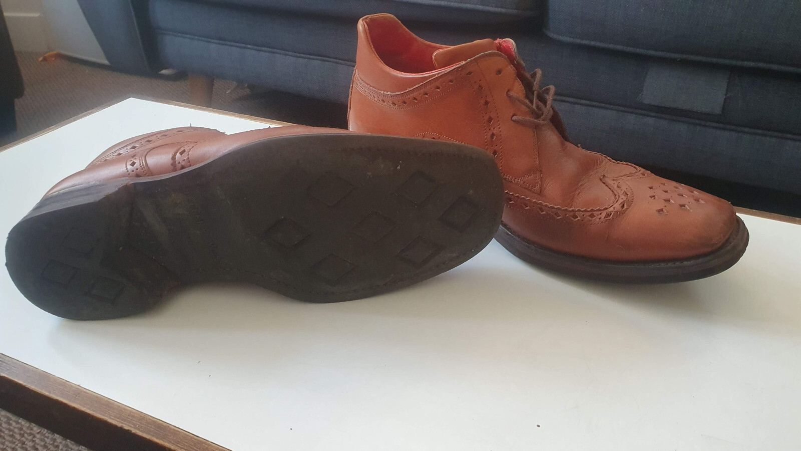 SAOLA Jeffery West scarpe stivali derby brogue uomo marrone chiaro suola goodyear Welt dainite 10