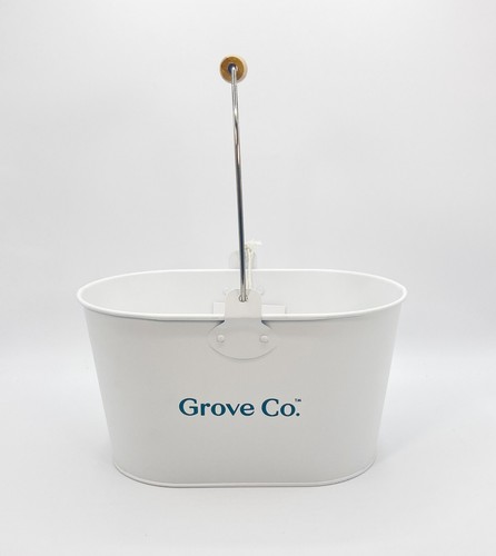 Grove Co Cleaning Caddy for Organization, White Metal with Oval Wood Handle NEW - Picture 4 of 9