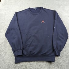 Vintage 90s Polo Ralph Lauren Sweatshirt Men L Blue Golf Crest Pullover Thrashed