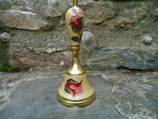 BRASS HAND BELL WITH CERAMIC WOODEN HANDLE - RECEPTION DESK - PORTER -BRASS PUB