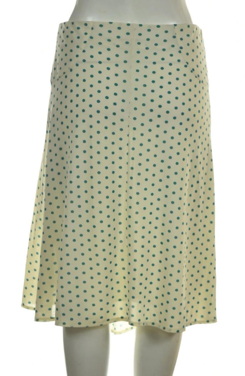Zara Collection Womens Skirt Size M Ivory Polka Dot A Line Midi Polyester