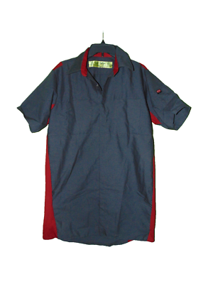 Red Kap Red And Gray Snap Up Work Shirt Medium Men New Short