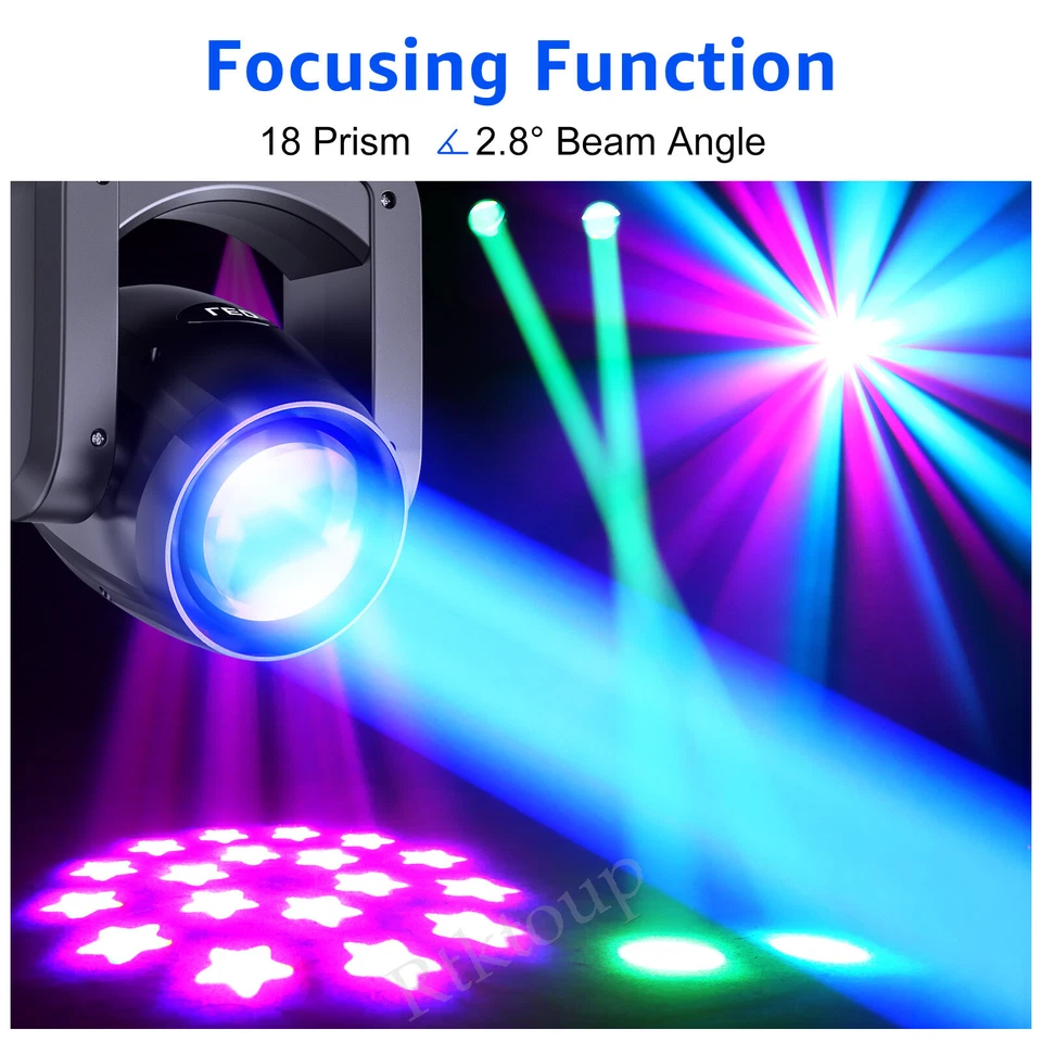 200W RGBW Moving Head Stage Lighting LED Spot Beam DMX Disco DJ Party GOBO Light - Image 4 of 4