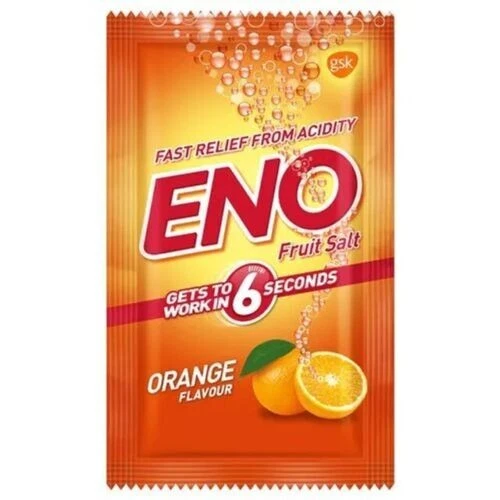 6 Eno Fruit Salt Orange 5g 5 gram sachet antacid fast relief from acidity & gas