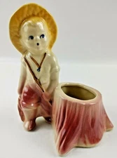 VINTAGE SHAWNEE POTTERY FISHING BOY PLANTER MARKED USA 532 NICE!