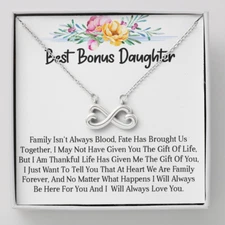 Best Bonus Daughter Necklace Infinity Pendant Step-Daughter Jewelry Gifts Girls
