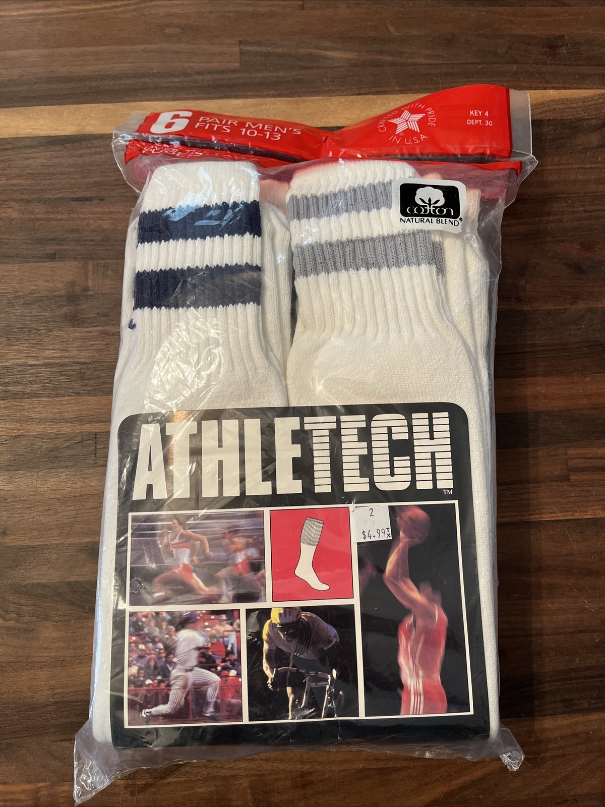 NIP NOS Kmart Athletech Color Band Tube Socks Over th… Gem
