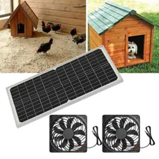 30W Solar Powered Dual Fan Exhaust Fan for Shed,Chicken Coop,Greenhouse Attic