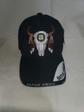 Native Pride Indian Buffalo Skull Dreamcatcher Shadow Polyester Black Cap Hat
