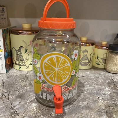 Gallon Glass Drink Dispenser Freshly Squeezed Lemonade Iced Tea Spigot