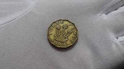 みー（感謝）/3 🧭 🇬🇧 UK GB 3 PENCE 1946 KEY DATE SCARCE SHARP DETAILS B67 #545