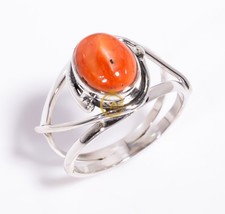 Orange Spiny Oyster Shell Ring 925 Sterling Silver Engagement Boh o Rings