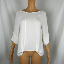 Versace Silk 1/2 Sleeve Blouse Asymmetrical Hem Ivory Size 40