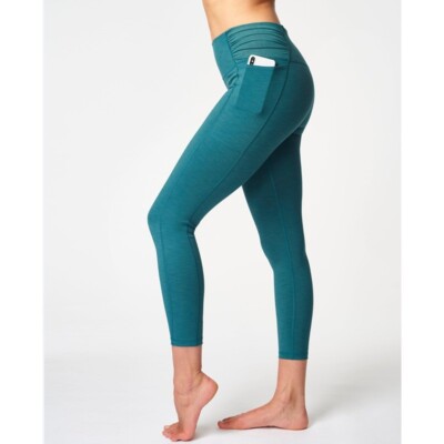 Sweaty Betty The Super Sculpt Teal Mid Rise 7/8 Length Crop Leggings Size S