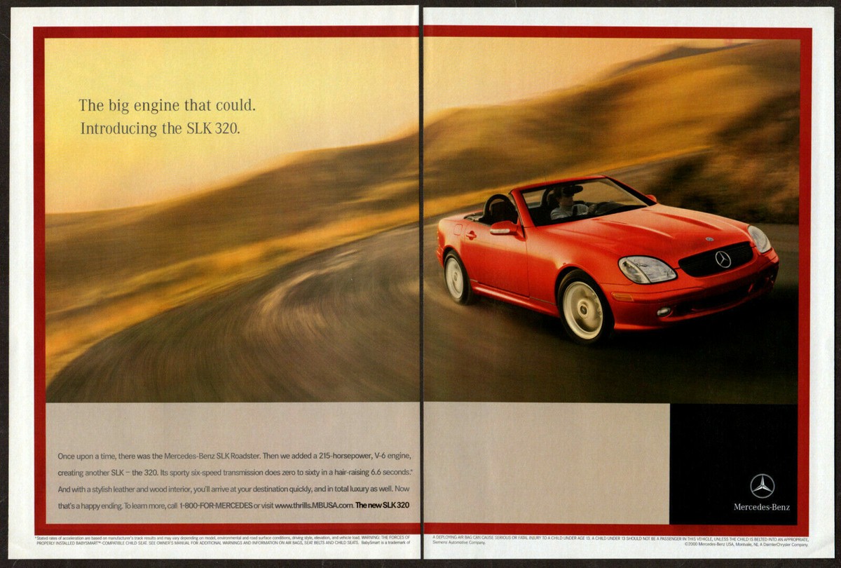 2000 MERCEDES SLK 320 Vintage Original 2 page Print AD Red