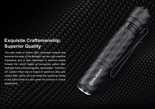 Olight I3T EOS Carbon Fiber 180 Lum. Slim Tail Switch Flashlight w/AAA Battery - Picture 11 of 13