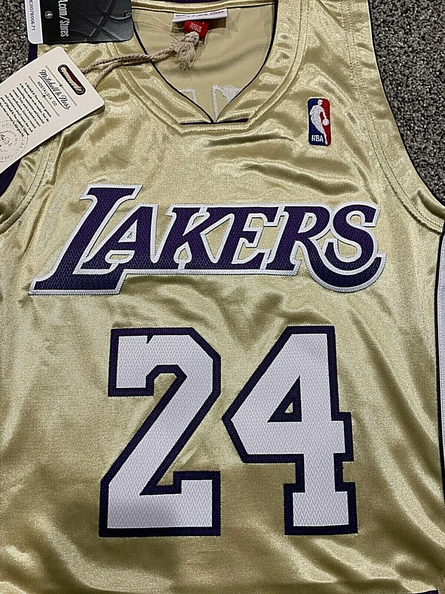 Men's Los Angeles Lakers Kobe Bryant Mitchell & Ness Gold Hall of Fame  Class of 2020 #24 Authentic Hardwood Classics Jersey