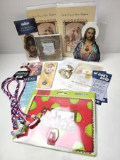 Lot of Mixed Catholic Religious Items 14 oz Jesus, cards, Saints, Bracelet