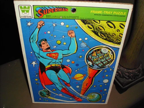 VINTAGE SUPERMAN FRAME-TRAY PUZZLE JUSTICE LEAGUE AMERICA RARE NEW USED VF 1966