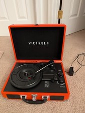Victrola BT Suitcase Record Player With 3 Speed Turntable - red