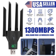 New 4-Antenna 1300Mbps Dual Band USB 3.0 Wifi Wireless Network Card for PC