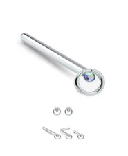 925 Sterling Silver Nose Ring L Bend Straight Bone Aurora AB 22 Gauge 22G