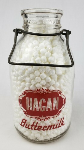 Vintage Hagan Buttermilk Milk Bottle Jar Pyro Handled Jug Uniontown PA Half Gal