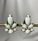 Vintage Milk Glass Clip On Earrings 1” Length