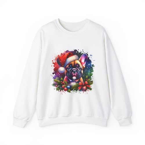 Süße Französische Bulldogge Weihnachtsmotiv Bestseller Unisex Sweatshirt mit Rundhalsausschnitt - Bild 3 von 9