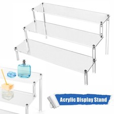 Acrylic Riser Display Stand - 3 Tier Clear Shelf for Perfume, Figures & More